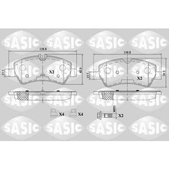 Jeu de 4 plaquettes de frein arrière SASIC