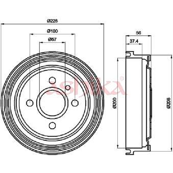 Tambour de frein ASHIKA 56-00-0403