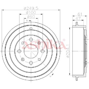 Tambour de frein ASHIKA 56-00-0606