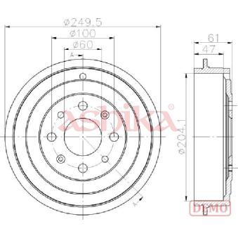 Tambour de frein ASHIKA 56-00-0606C