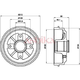 Tambour de frein ASHIKA 56-00-0608