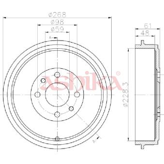 Tambour de frein ASHIKA 56-00-0613