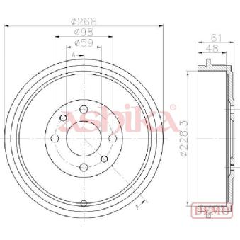 Tambour de frein ASHIKA 56-00-0613C