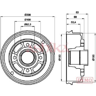 Tambour de frein ASHIKA 56-00-0707C