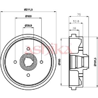Tambour de frein ASHIKA 56-00-0901