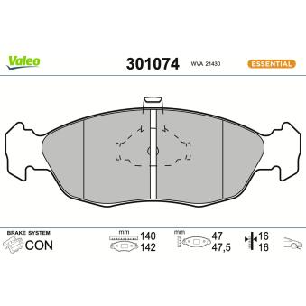 Jeu de 4 plaquettes de frein avant VALEO