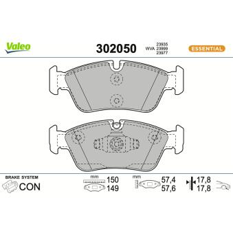 Jeu de 4 plaquettes de frein avant VALEO