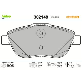 Jeu de 4 plaquettes de frein avant VALEO