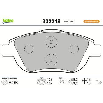 Jeu de 4 plaquettes de frein avant VALEO