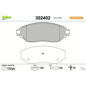 Jeu de 4 plaquettes de frein avant VALEO