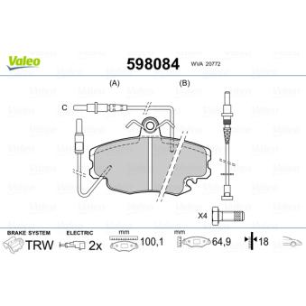 Jeu de 4 plaquettes de frein avant VALEO