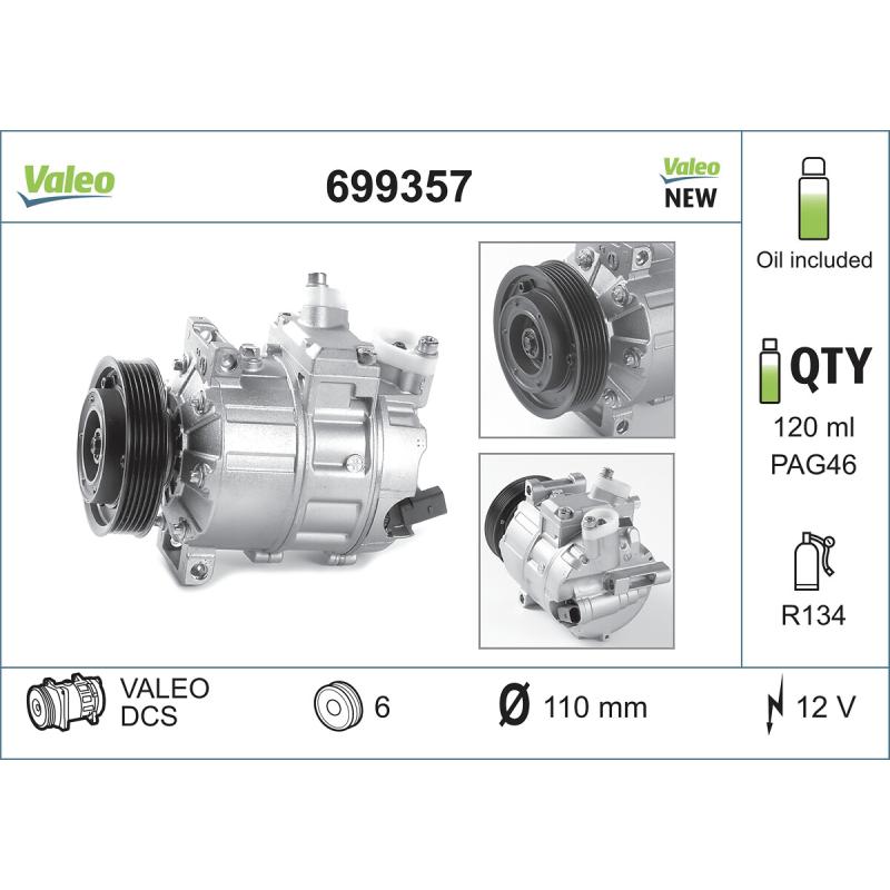 Compresseur, climatisation VALEO 699357 - Visuel 1