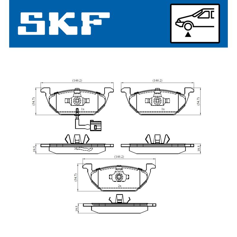Jeu de 4 plaquettes de frein avant SKF VKBP 80004 E - Visuel 3