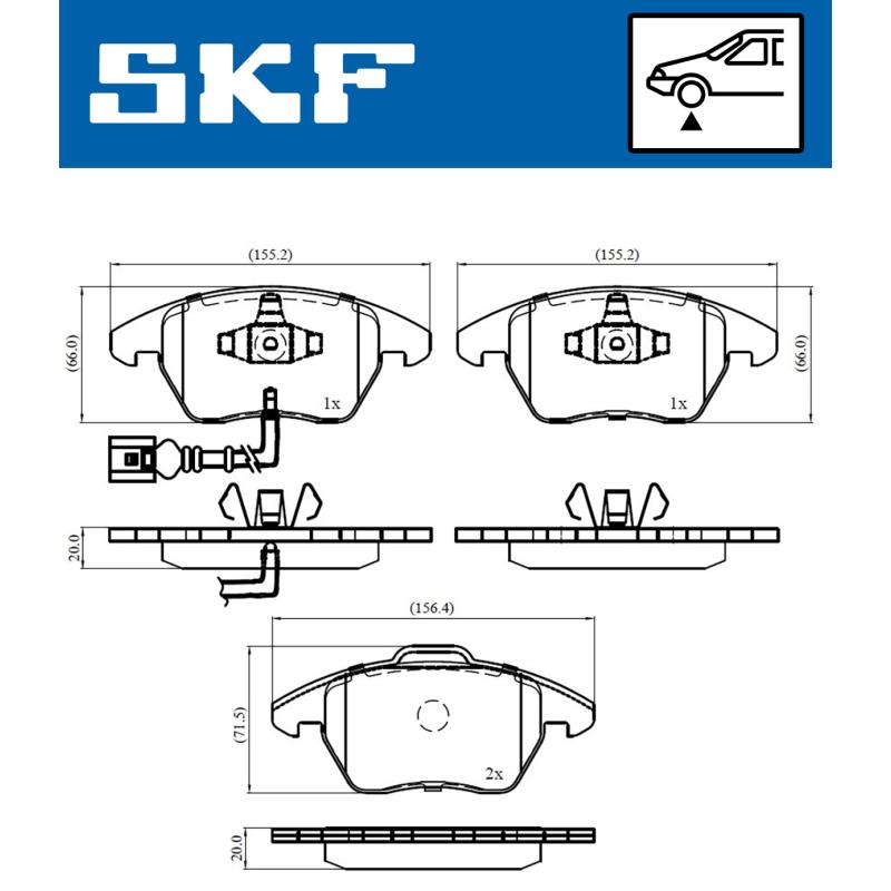 Jeu de 4 plaquettes de frein avant SKF VKBP 80007 E - Visuel 3