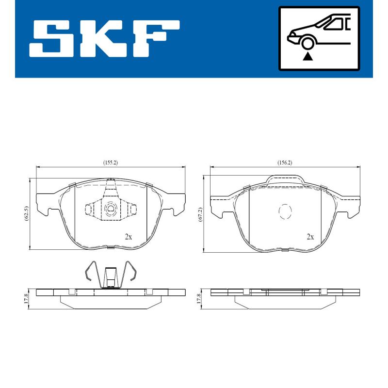 Jeu de 4 plaquettes de frein avant SKF VKBP 80016 - Visuel 3