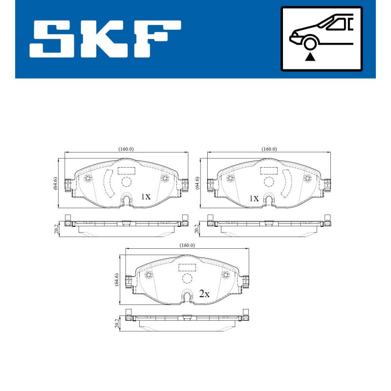 Jeu de 4 plaquettes de frein avant SKF VKBP 80104 - Visuel 1