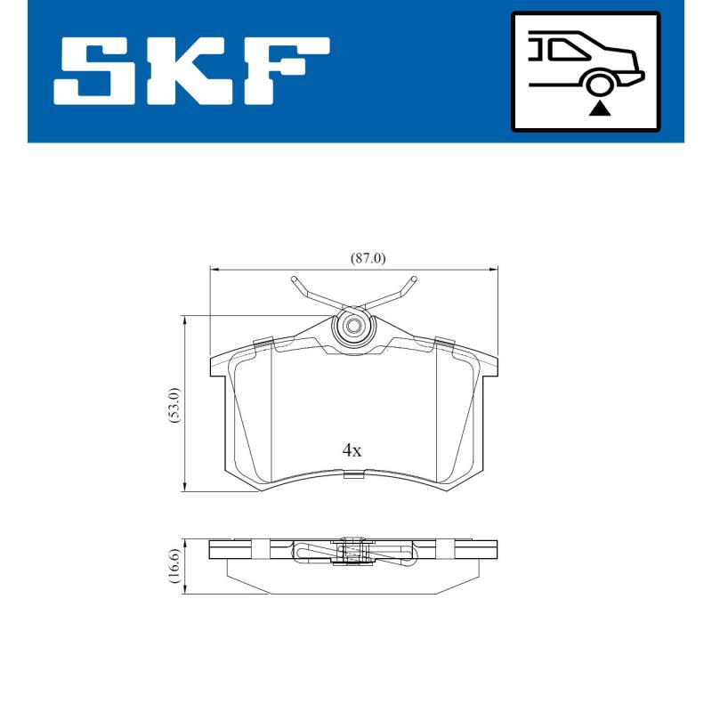 Jeu de 4 plaquettes de frein arrière SKF VKBP 90001 - Visuel 1