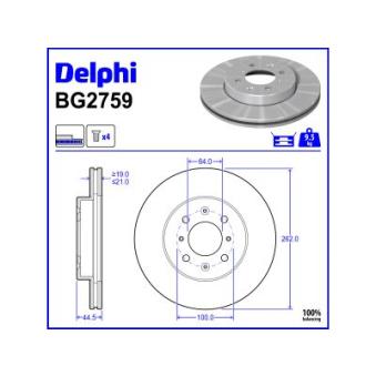 Jeu de 2 disques de frein avant DELPHI
