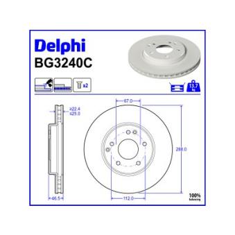Jeu de 2 disques de frein avant DELPHI BG3240C