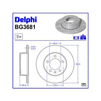 Jeu de 2 disques de frein arrière DELPHI