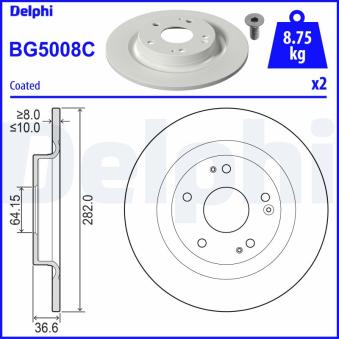 Jeu de 2 disques de frein arrière DELPHI