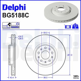 Jeu de 2 disques de frein avant DELPHI BG5188C