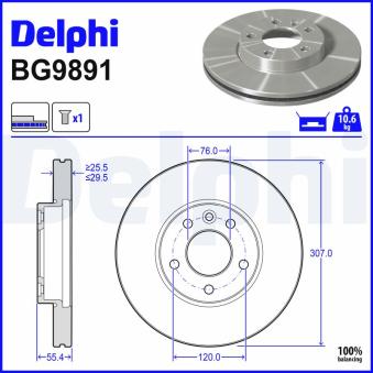 Jeu de 2 disques de frein avant DELPHI BG9891