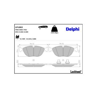 Jeu de 4 plaquettes de frein avant DELPHI