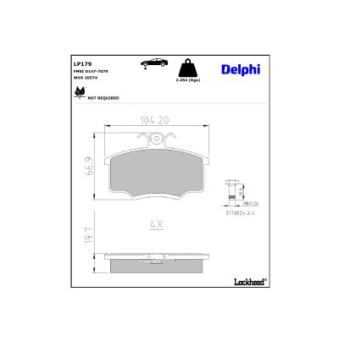Jeu de 4 plaquettes de frein avant DELPHI