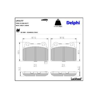 Jeu de 4 plaquettes de frein arrière DELPHI