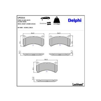 Jeu de 4 plaquettes de frein avant DELPHI