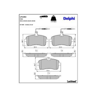 Jeu de 4 plaquettes de frein avant DELPHI