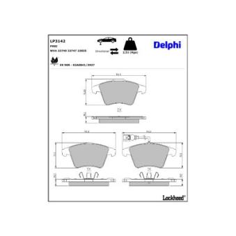 Jeu de 4 plaquettes de frein avant DELPHI