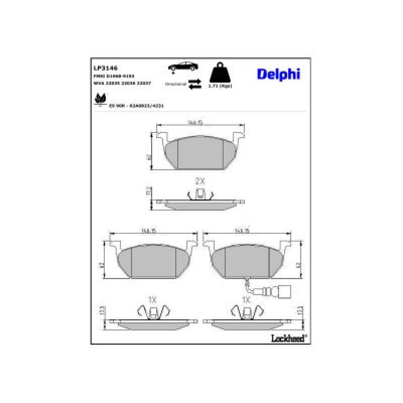 Jeu de 4 plaquettes de frein avant DELPHI LP3146 - Visuel 3