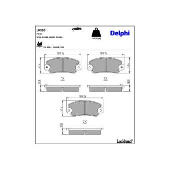 Jeu de 4 plaquettes de frein avant DELPHI