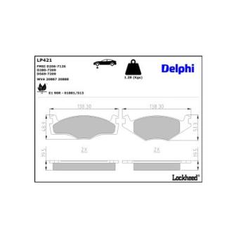 Jeu de 4 plaquettes de frein avant DELPHI LP421