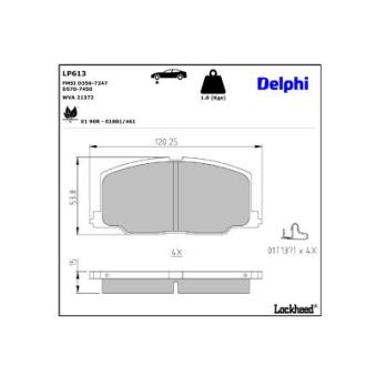 Jeu de 4 plaquettes de frein avant DELPHI LP613