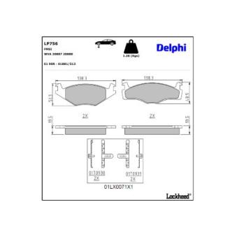 Jeu de 4 plaquettes de frein avant DELPHI LP756