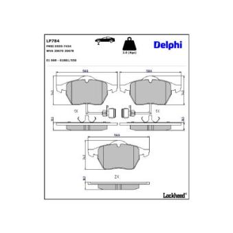 Jeu de 4 plaquettes de frein avant DELPHI