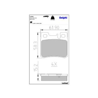 Jeu de 4 plaquettes de frein arrière DELPHI