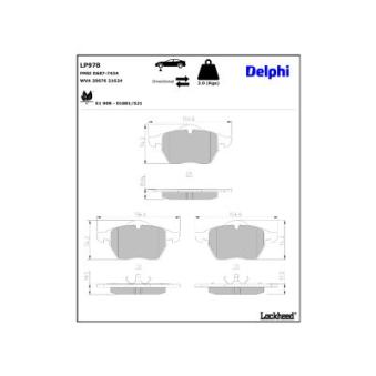 Jeu de 4 plaquettes de frein avant DELPHI LP978