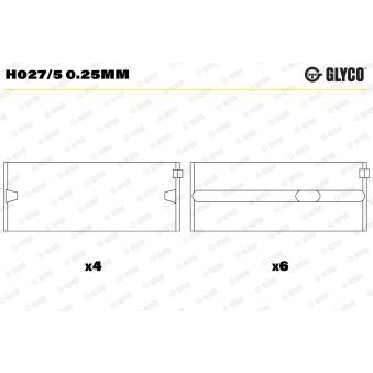 Coussinet de vilebrequin GLYCO H027/5 0.25mm