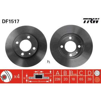 Jeu de 2 disques de frein avant TRW DF1517
