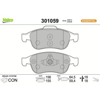 Jeu de 4 plaquettes de frein avant VALEO