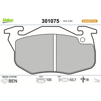 Jeu de 4 plaquettes de frein avant VALEO