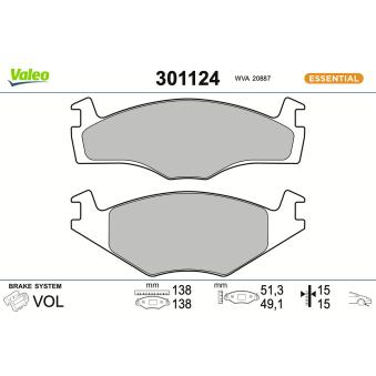 Jeu de 4 plaquettes de frein avant VALEO