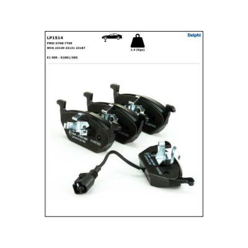 Jeu de 4 plaquettes de frein avant DELPHI LP1514 - Visuel 3