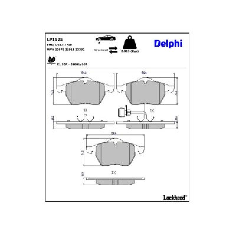 Jeu de 4 plaquettes de frein avant DELPHI LP1525 - Visuel 3