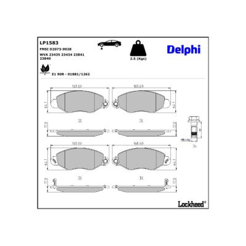 Jeu de 4 plaquettes de frein avant DELPHI LP1583 - Visuel 2