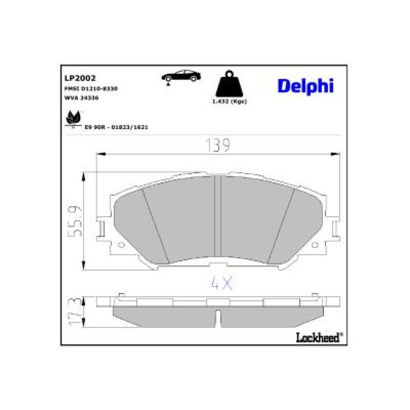 Jeu de 4 plaquettes de frein avant DELPHI LP2002 - Visuel 2